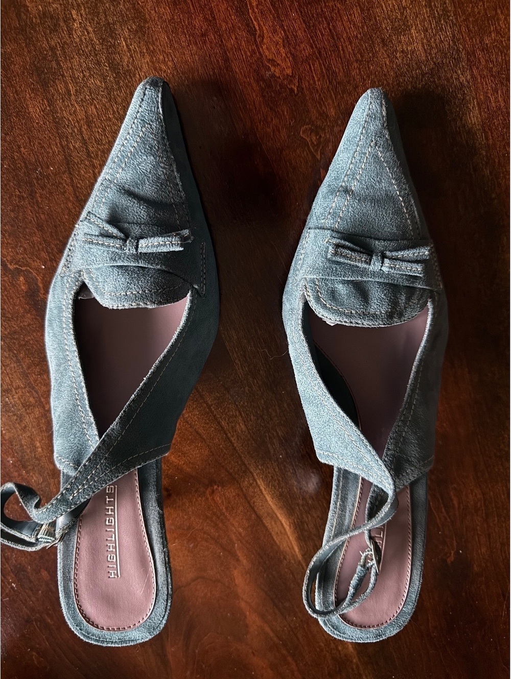 Highlights Women's Blue Suede Slingback Heels Size 10W